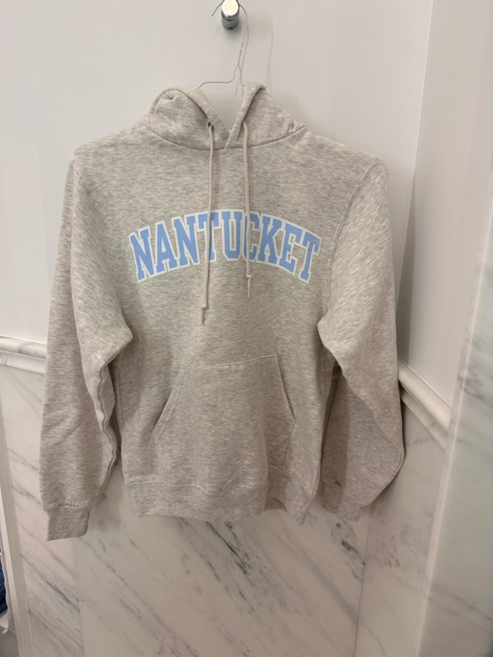 Champion Grey Hoodie with Light Blue Nantucket Arch Logo